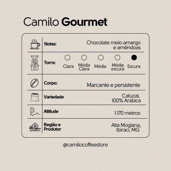 Kit Café Camilo Gourmet: 3 Pacotes de 1Kg EM GRÃOS 100% Arábica