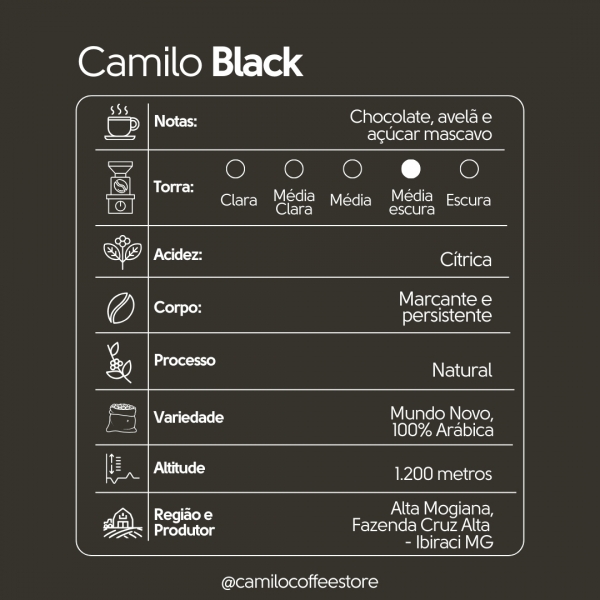 Café Especial Camilo Black 1Kg EM GRÃOS 100% Arábica
