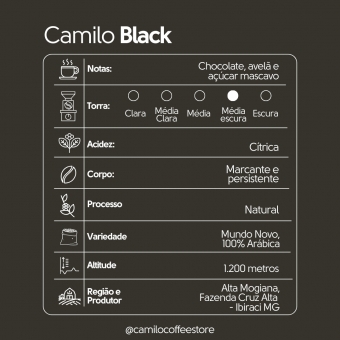 Kit Café Especial Camilo Black: 3 Pacotes 1Kg EM GRÃOS 100% Arábica