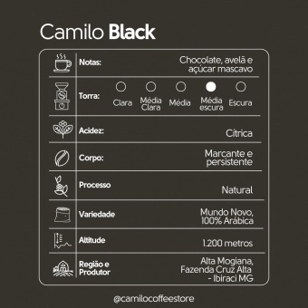 Kit Café Especial Camilo Black: 3 Pacotes 1Kg EM GRÃOS 100% Arábica