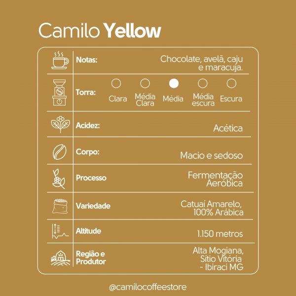 Café Camilo Especial Yellow Alta Mogiana 250g EM GRÃOS 100% Arábica