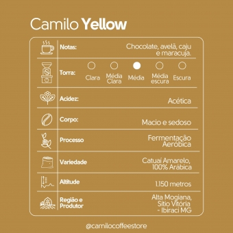 Café Camilo Especial Yellow Alta Mogiana 250g EM GRÃOS 100% Arábica