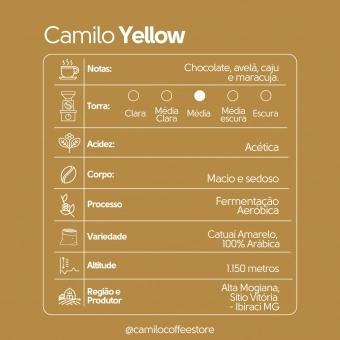 Café Camilo Especial Yellow Alta Mogiana 250g EM GRÃOS 100% Arábica