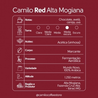 Café Camilo Especial Red Alta Mogiana 250g EM GRÃOS 100% Arábica